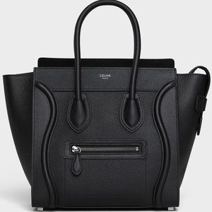 Celine micro luggage in drummed calfskin black
